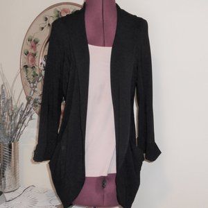 Eileen Fisher Petites PM Black Unstructured Jacket/Blazer Shawl Collar